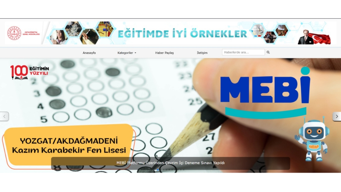 FEN LİSEMİZİN PAYLAŞIMI, ORTAÖĞRETİM GENEL MÜDÜRLÜĞÜ ANASAYFASINDA!!